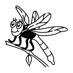 A hand drawn icon of a damselfly 