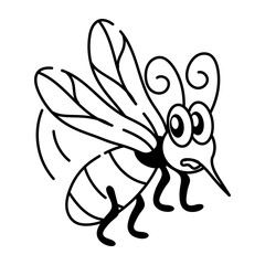 Cute cartoon style icon of a mosquito 