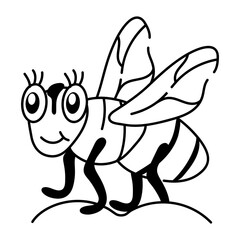 A doodle icon of smiling horsefly 