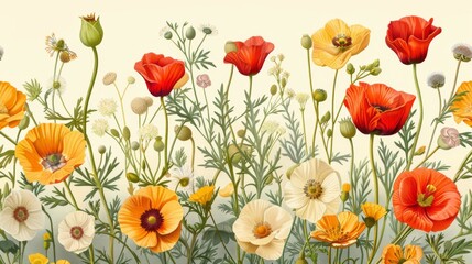 Fototapeta premium A Bright Field Of Wildflowers