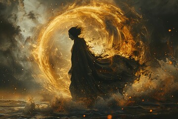 Celestial Virgo zodiac emblem integrated into a cosmic backdrop of swirling galaxies