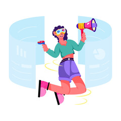 A flat style illustration of vr advertising 