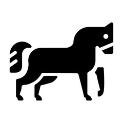 A filled style icon of horse 
