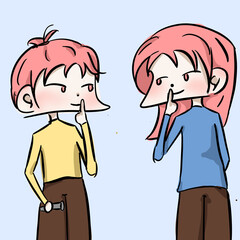 Two people were talking softly.