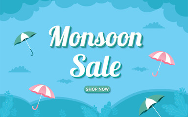 Lovely monsoon sale composition with editable text effect design