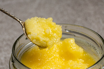 Ghee Butter. Healthy Clarified Butter, Close-Up.