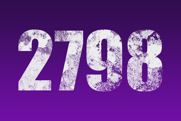 flat white grunge number of 2798 on purple background.	