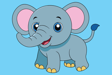 Cartoon Cute Baby Elephant - Adorable and Playful Vector Illustration
