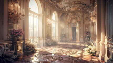 Relief ornament in Rococo style in the palace