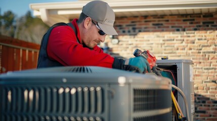 HVAC Technician Working on an Air Conditioner