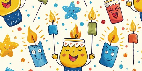 Cartoon Characters with Candles