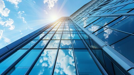 A high-rise building with a clean, modern design and large windows