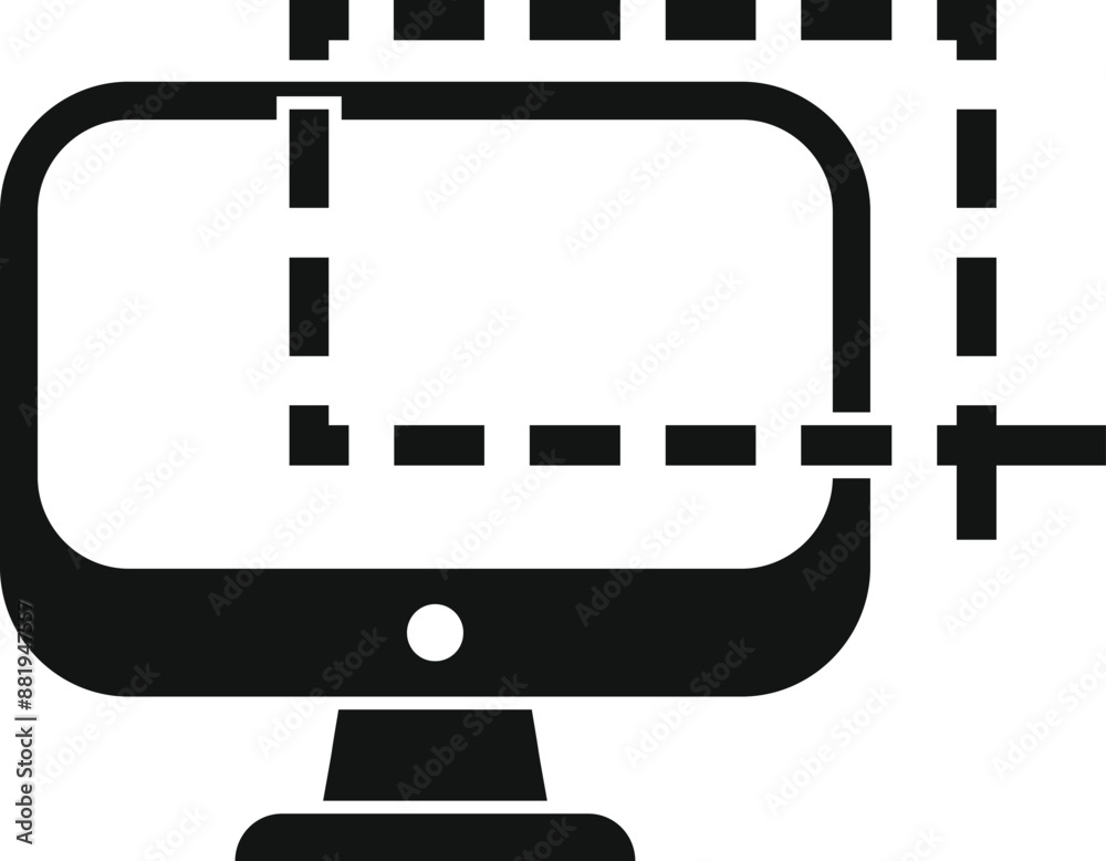 Poster black silhouette of a computer screen with a resizing tool, perfect for projects related to technolo