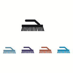 Black line Brush for cleaning icon Vector