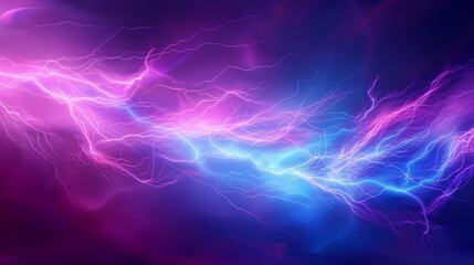 Abstract electric lightning in purple and blue hues, perfect for technology and energy themes, with copy space