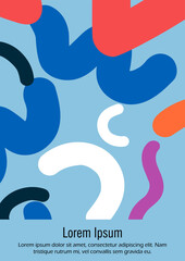 Abstract Minimal Vector Background in Trendy Bahaus Style. Bright Retro Print with Dynamic Lines and Geometric Shapes. Set of Vivid Hipster Poster Design for Landing Page, Cover, Brochure.