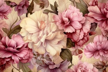Fototapeta premium Delicate Floral Tapestry: A Symphony of Pink and Ivory
