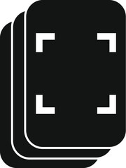 Black and white icon of multiple papers with crop marks for editing