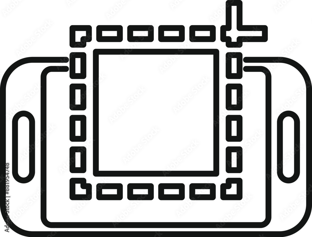 Poster line icon of a smartphone creating an augmented reality space using artificial intelligence