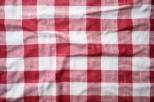 A red and white checkered picnik blanket or fabric