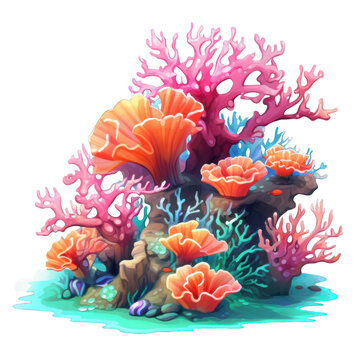 colorful coral reef scene clip art preview