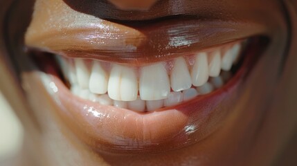 Fototapeta premium Closeup a woman mouth is open to showing her teeth