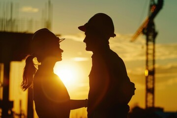 Couple Standing Silhouette
