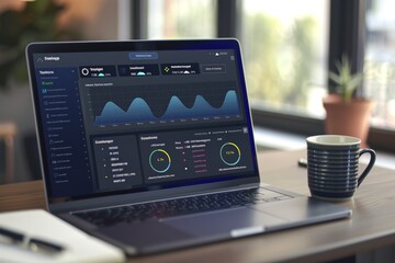Real-Time Online Sales Dashboard on Laptop in Tidy Workspace for Business Analytics
