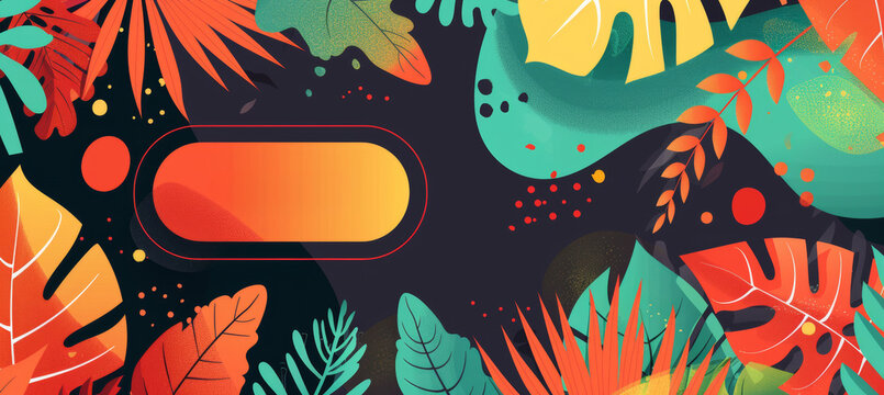 Vibrant Tropical Leaf Pattern Background with Bold Flash Sale Banner Design for Online Store Promotions