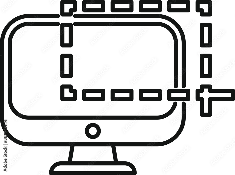 Poster simple outline icon representing the action of resizing a computer screen using a selection tool