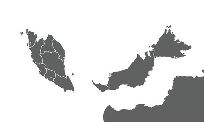 Malaysia map isolated on white background. for website layouts, background, education, precise, customizable, Travel worldwide, map silhouette backdrop, earth geography, political, reports.