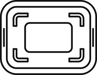 Line art icon of a smartphone with an augmented reality interface focusing on the center