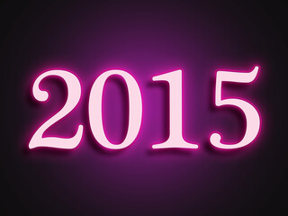 Pink glowing Neon light text effect of number 2015.