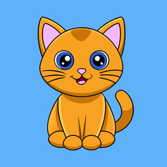 Cute red scottish fold cat with orange eyes lying on grey textile sofa at home. Soft fluffy purebred short hair straight-eared kitty. Background, copy space, close up