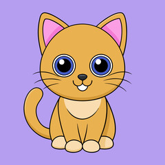 Cute red scottish fold cat with orange eyes lying on grey textile sofa at home. Soft fluffy purebred short hair straight-eared kitty. Background, copy space, close up