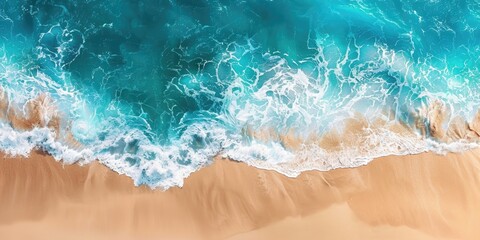 Obraz premium Beach with Waves Aerial View