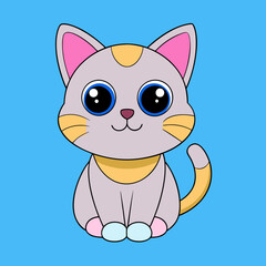 Cute red scottish fold cat with orange eyes lying on grey textile sofa at home. Soft fluffy purebred short hair straight-eared kitty. Background, copy space, close up