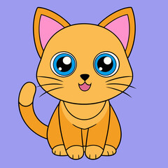 Cute red scottish fold cat with orange eyes lying on grey textile sofa at home. Soft fluffy purebred short hair straight-eared kitty. Background, copy space, close up