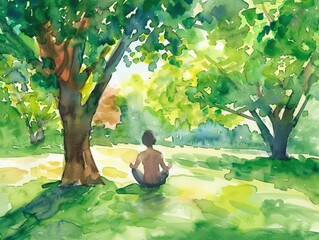 Tranquil Meditation Amidst Verdant Embrace