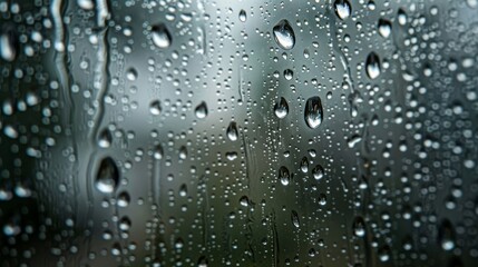 Texture background of raindrops on the glass window in the rainy season