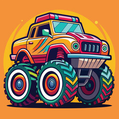  Featuring a colorful design of a Monster Truck, Colorful vector, Zeep Car Vector art illustration, Car Icon 