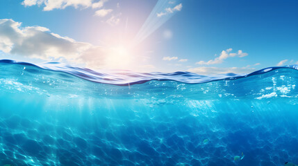 Mesmerizing Panoramic View of the Vast and Tranquil Deep Blue Ocean Under the Azure Sky