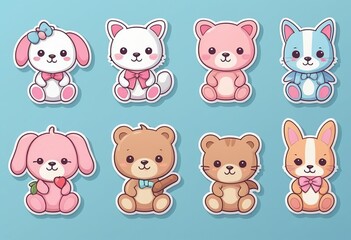 Obraz premium Cute Pastel Animal Stickers for Kids | Zoo, Pet Shop, Vet Stickers