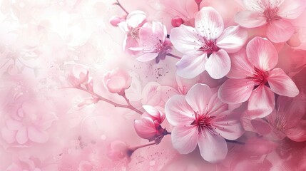 Romantic wallpaper with pink floral abstract design