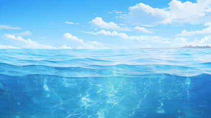 Mesmerizing Panoramic View of the Vast and Tranquil Deep Blue Ocean Under the Azure Sky
