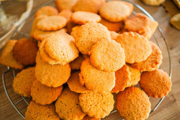 Batch of Delicious Biscuit Cookies Freshly Baked from the Oven Ready for Christmas Snack