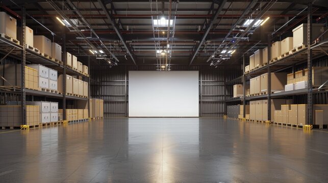 Screen blackout on table in storage area Warehouse stock control Exporting cargo Shipping products