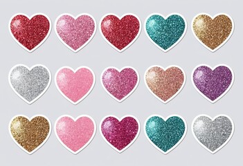 Fototapeta premium Sparkling Heart Stickers: Add a Touch of Glitter to Your Designs