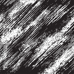 A black and white grunge texture template, characterized by a dark overlay of messy dust. The distressed background is abstract, dotted, and scratched, offering a vintage noise grain effect