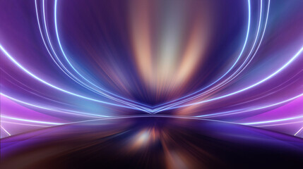 Light neon tunnel, abstract neon background. Abstraction with rays and neon.